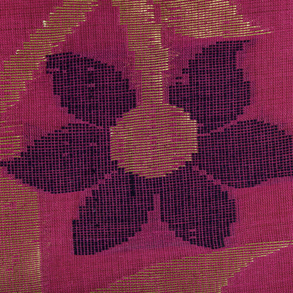 Sanskriti Vintage Saree Pink Pure Cotton Zari Brocade Jamdani Woven Fabric Sari