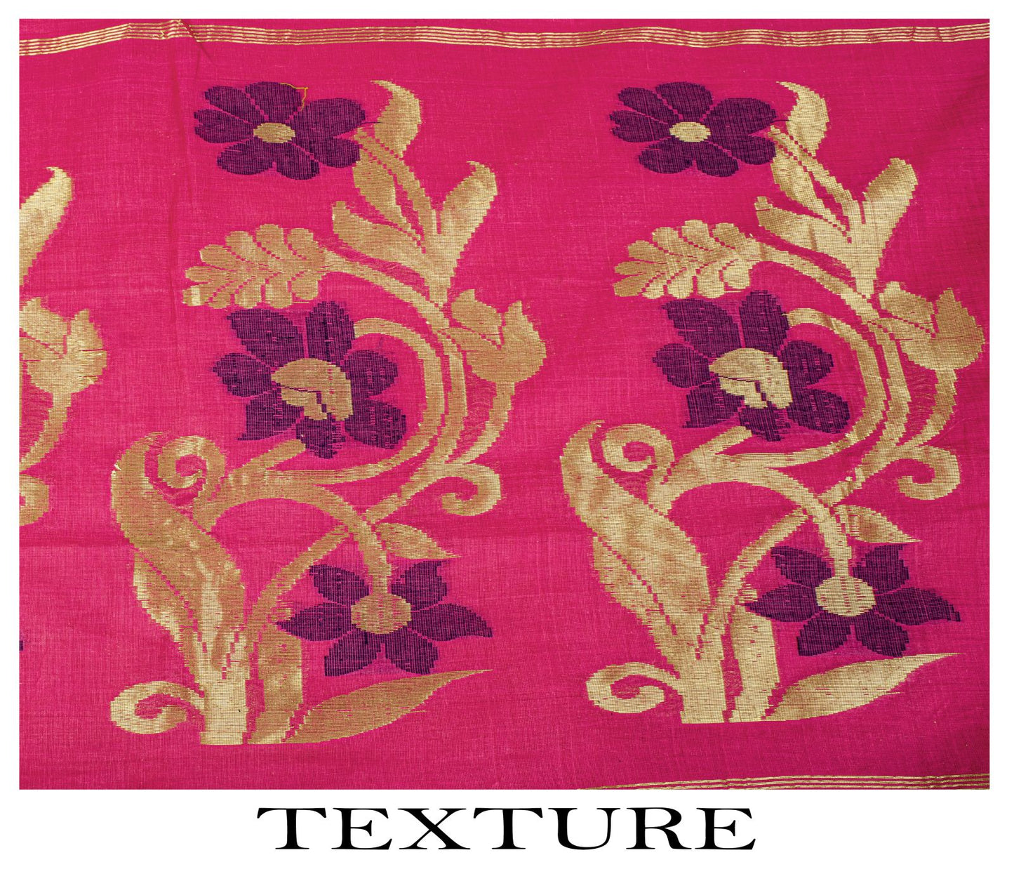 Sanskriti Vintage Saree Pink Pure Cotton Zari Brocade Jamdani Woven Fabric Sari