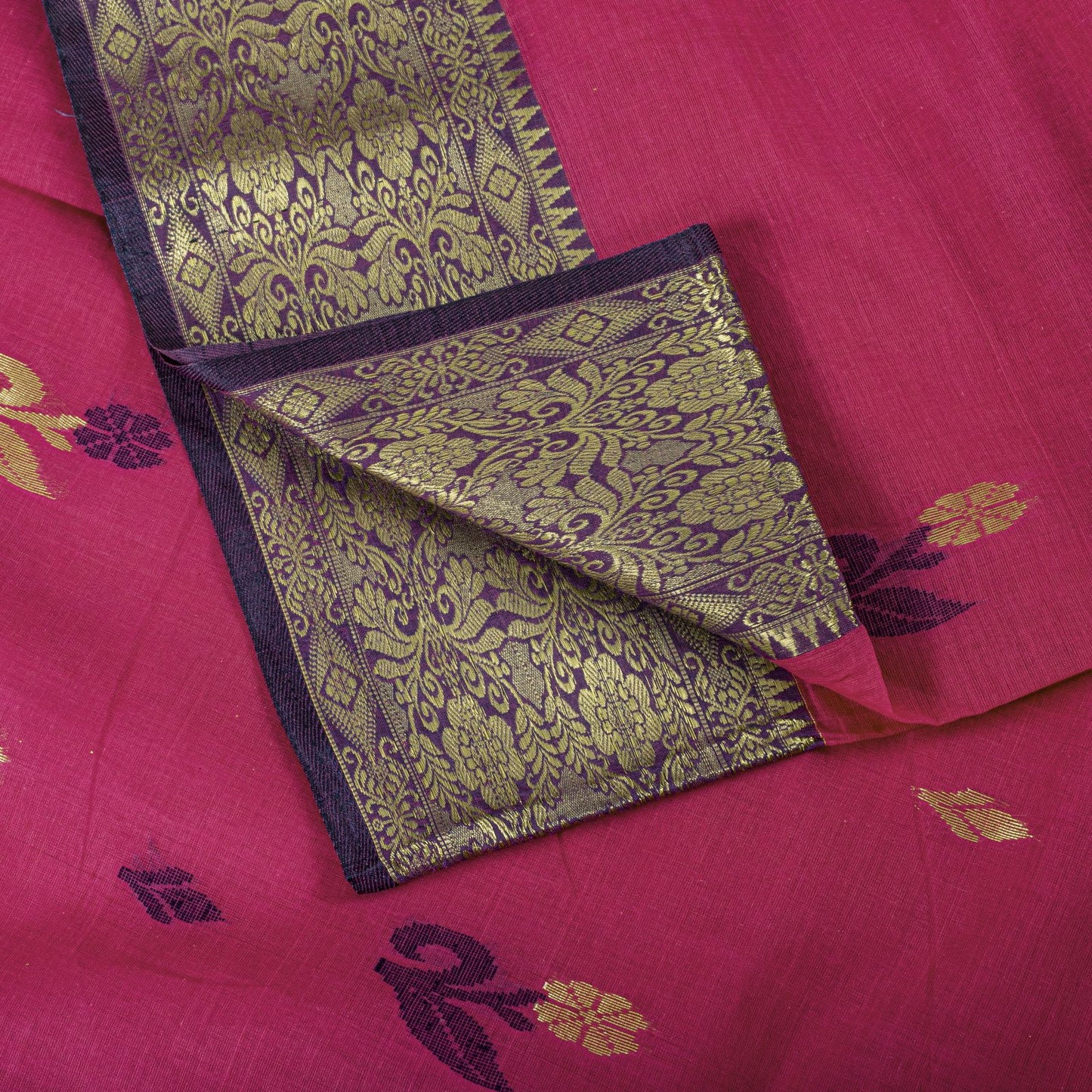 Sanskriti Vintage Saree Pink Pure Cotton Zari Brocade Jamdani Woven Fabric Sari