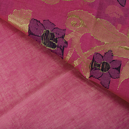 Sanskriti Vintage Saree Pink Pure Cotton Zari Brocade Jamdani Woven Fabric Sari