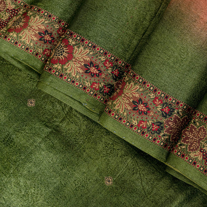 Sanskriti Vintage Orange Pure Silk Saree Floral Woven & Printed Sari 5.5+YDCraft