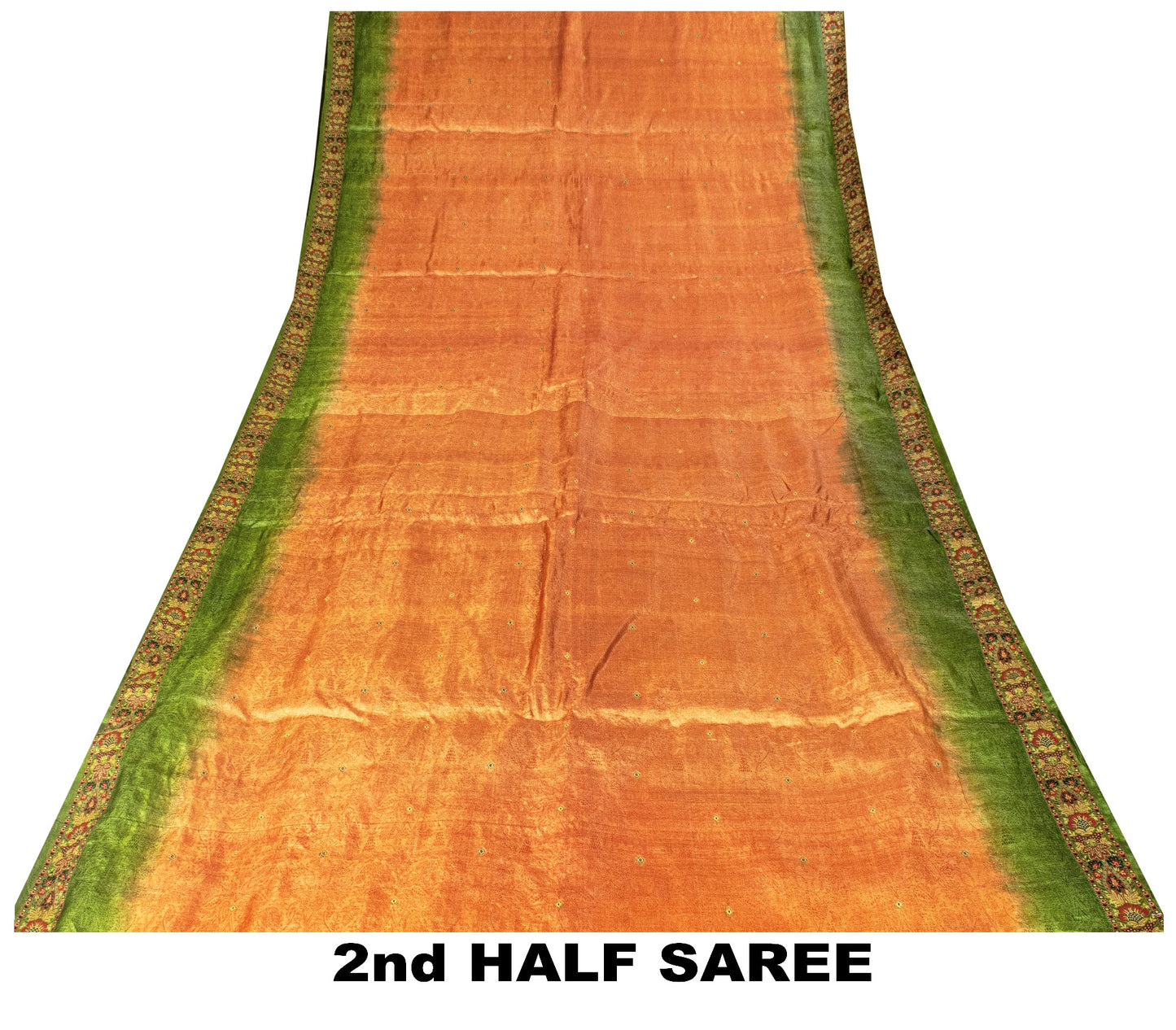 Sanskriti Vintage Orange Pure Silk Saree Floral Woven & Printed Sari 5.5+YDCraft