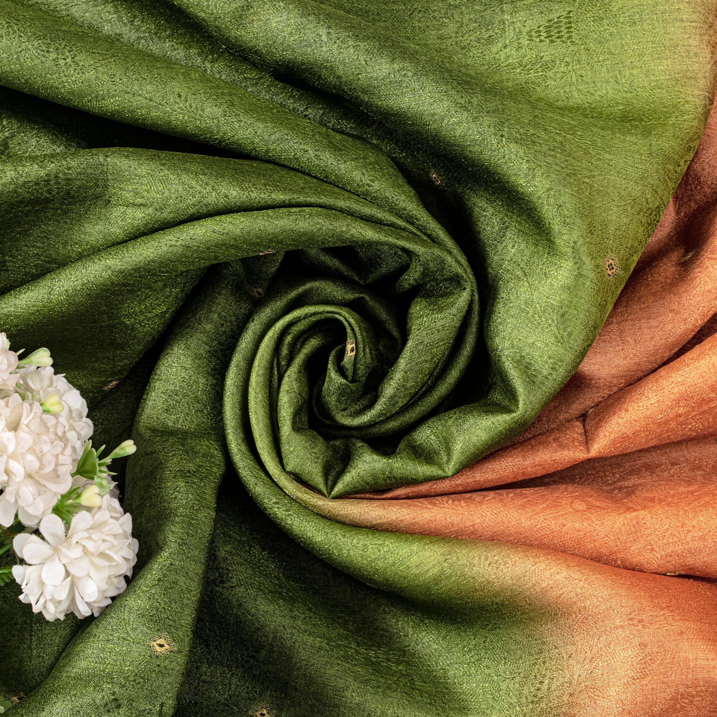 Sanskriti Vintage Orange Pure Silk Saree Floral Woven & Printed Sari 5.5+YDCraft
