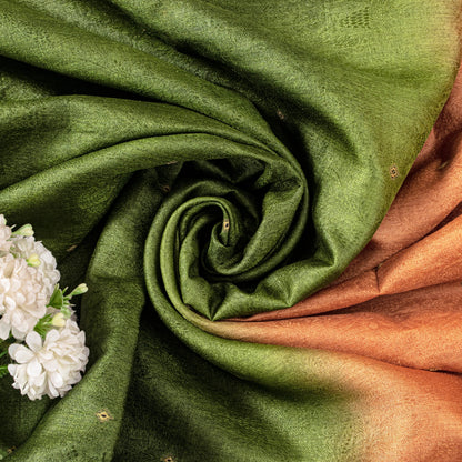 Sanskriti Vintage Orange Pure Silk Saree Floral Woven & Printed Sari 5.5+YDCraft