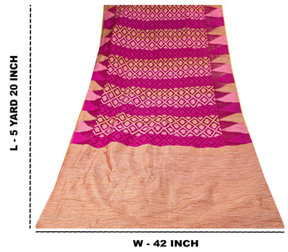 Sanskriti Vintage Magenta Art Silk Saree Woven Floral Sari 5.5 YD Fabric Craft