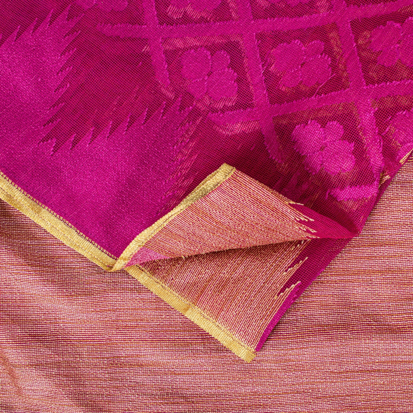 Sanskriti Vintage Magenta Art Silk Saree Woven Floral Sari 5.5 YD Fabric Craft