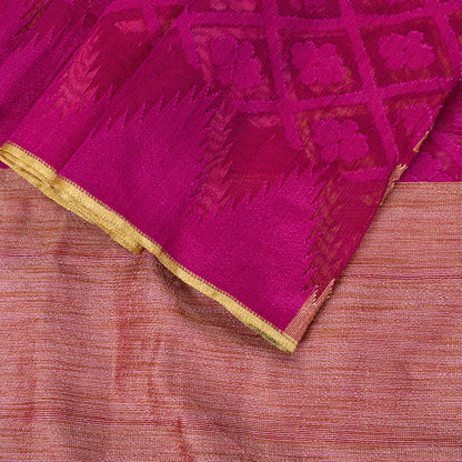 Sanskriti Vintage Magenta Art Silk Saree Woven Floral Sari 5.5 YD Fabric Craft