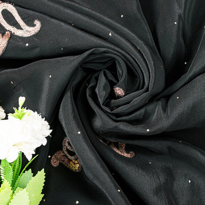 Sanskriti Vintage Black Pure Silk Saree Hand Beaded Zari Dabka Sari 5.5+YD Craft