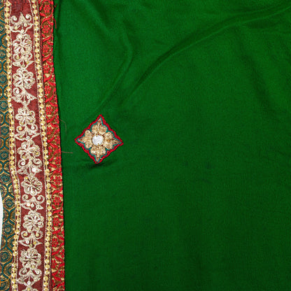 Sanskriti Vintage Green Pure Georgette Saree Bandhani Hand Embroidered 5.5YDSari