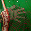 Sanskriti Vintage Green Pure Georgette Saree Bandhani Hand Embroidered 5.5YDSari