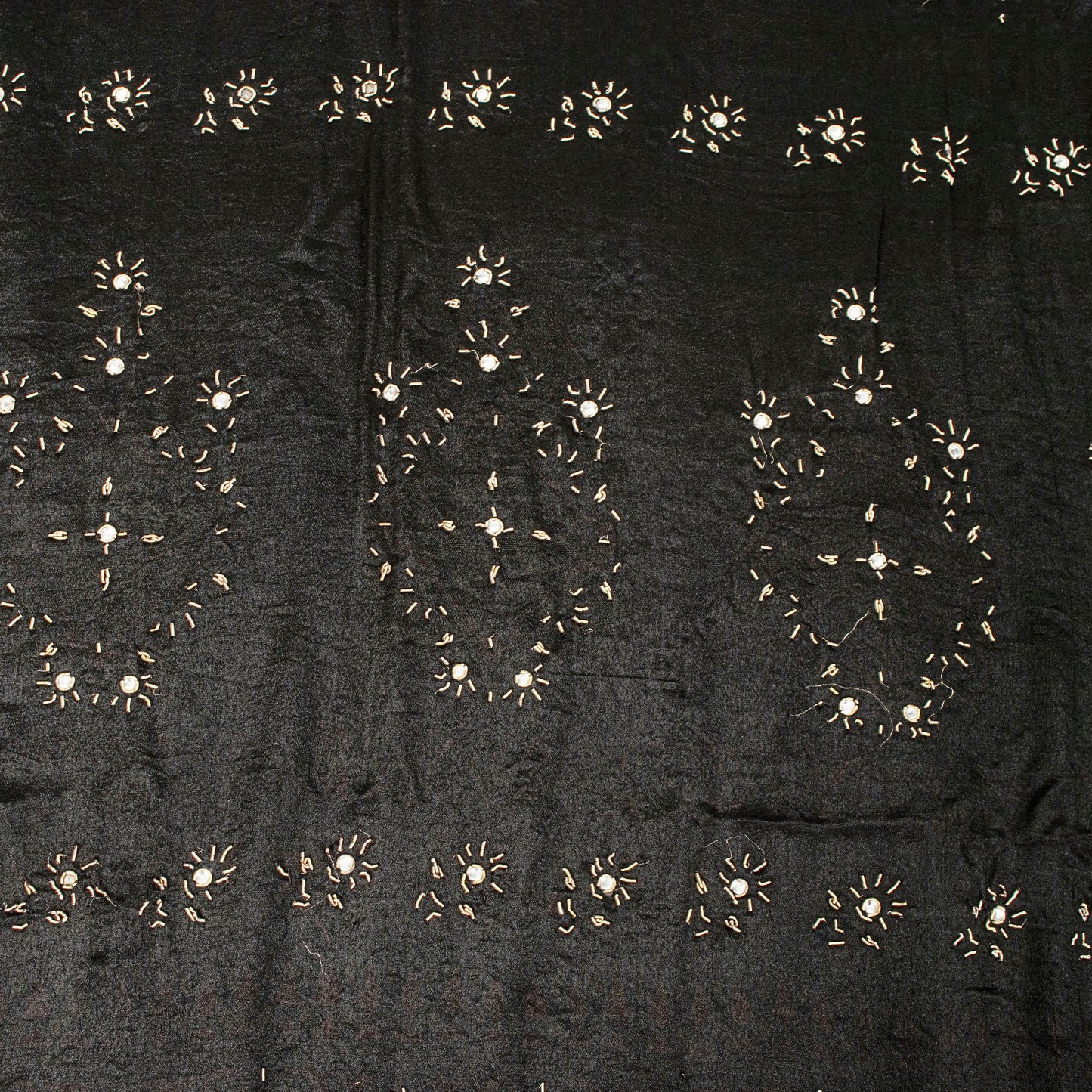 Sanskriti Vintage Black Pure Silk Saree Hand Embroidered Zardozi Stone 6+YD Sari