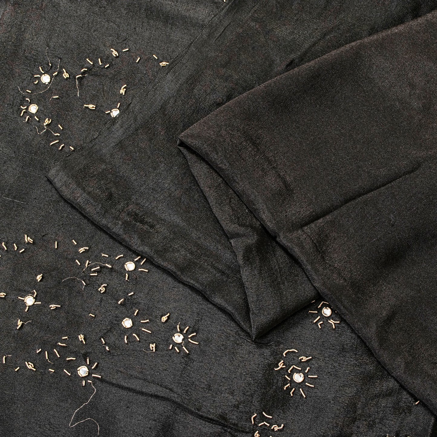 Sanskriti Vintage Black Pure Silk Saree Hand Embroidered Zardozi Stone 6+YD Sari