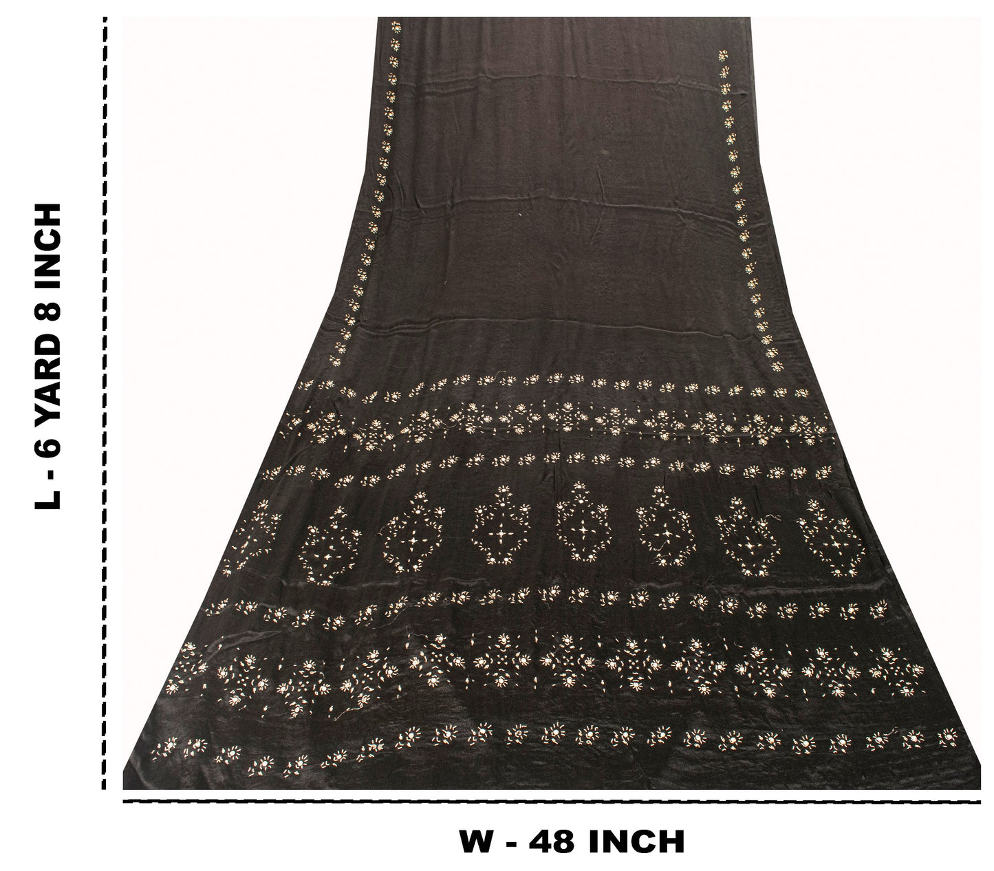 Sanskriti Vintage Black Pure Silk Saree Hand Embroidered Zardozi Stone 6+YD Sari