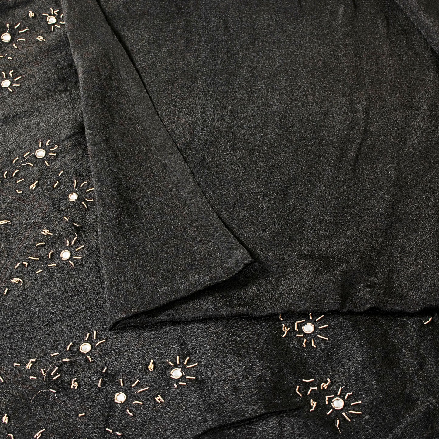 Sanskriti Vintage Black Pure Silk Saree Hand Embroidered Zardozi Stone 6+YD Sari