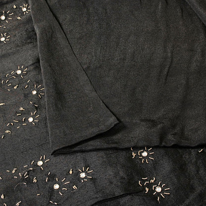 Sanskriti Vintage Black Pure Silk Saree Hand Embroidered Zardozi Stone 6+YD Sari