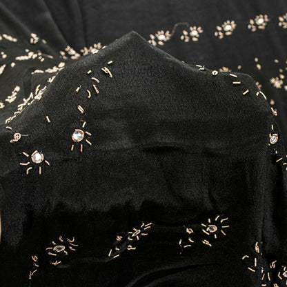Sanskriti Vintage Black Pure Silk Saree Hand Embroidered Zardozi Stone 6+YD Sari