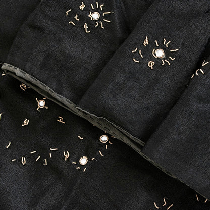 Sanskriti Vintage Black Pure Silk Saree Hand Embroidered Zardozi Stone 6+YD Sari