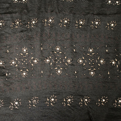 Sanskriti Vintage Black Pure Silk Saree Hand Embroidered Zardozi Stone 6+YD Sari