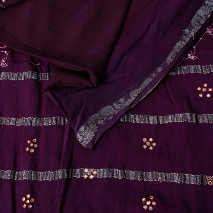 Sanskriti Vintage Wine Saree Soft Pure Georgette Silk Hand Embroidered 5.5+YSari