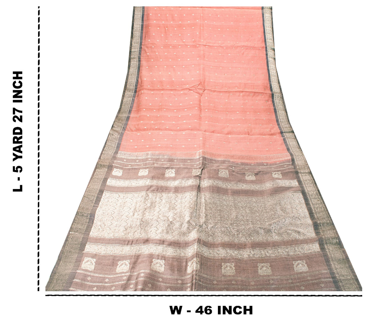 Sanskriti Vintage Pink 100%Pure Silk Saree Floral Woven Sari 5.5 YD Craft Fabric
