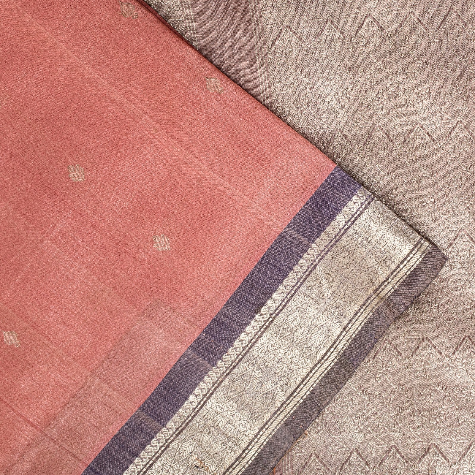 Sanskriti Vintage Pink 100%Pure Silk Saree Floral Woven Sari 5.5 YD Craft Fabric