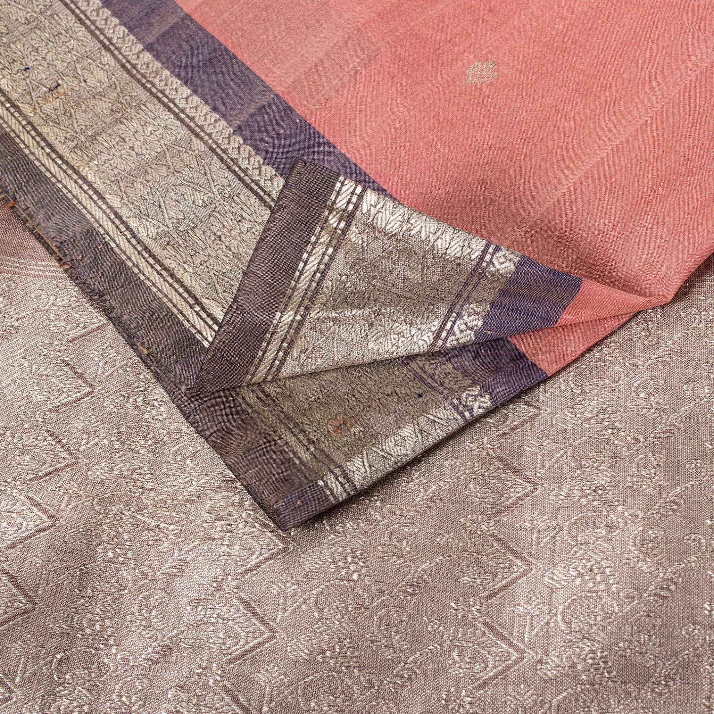 Sanskriti Vintage Pink 100%Pure Silk Saree Floral Woven Sari 5.5 YD Craft Fabric