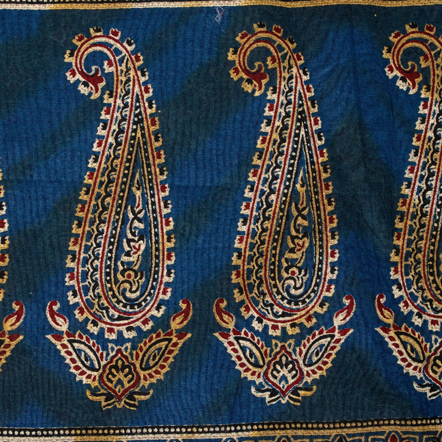 Sanskriti Vintage Blue Pure Cotton Saree Ajrakh Hand Block Print Sari 5.5YDCraft