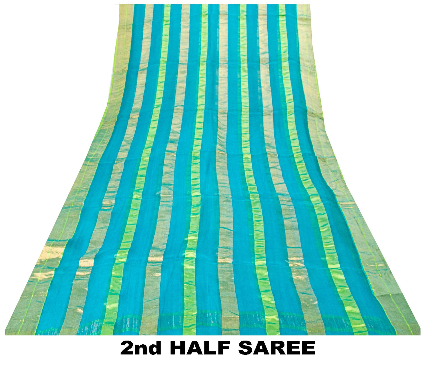 Sanskriti Vintage Blue Pure Geometric Silk Saree Golden Woven 5.5 Yd Sari Craft