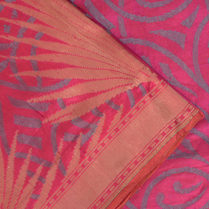 Sanskriti Vintage Soft Pink Pure Silk Saree Woven Floral Sari 5.5YD Craft Fabric