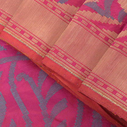 Sanskriti Vintage Soft Pink Pure Silk Saree Woven Floral Sari 5.5YD Craft Fabric