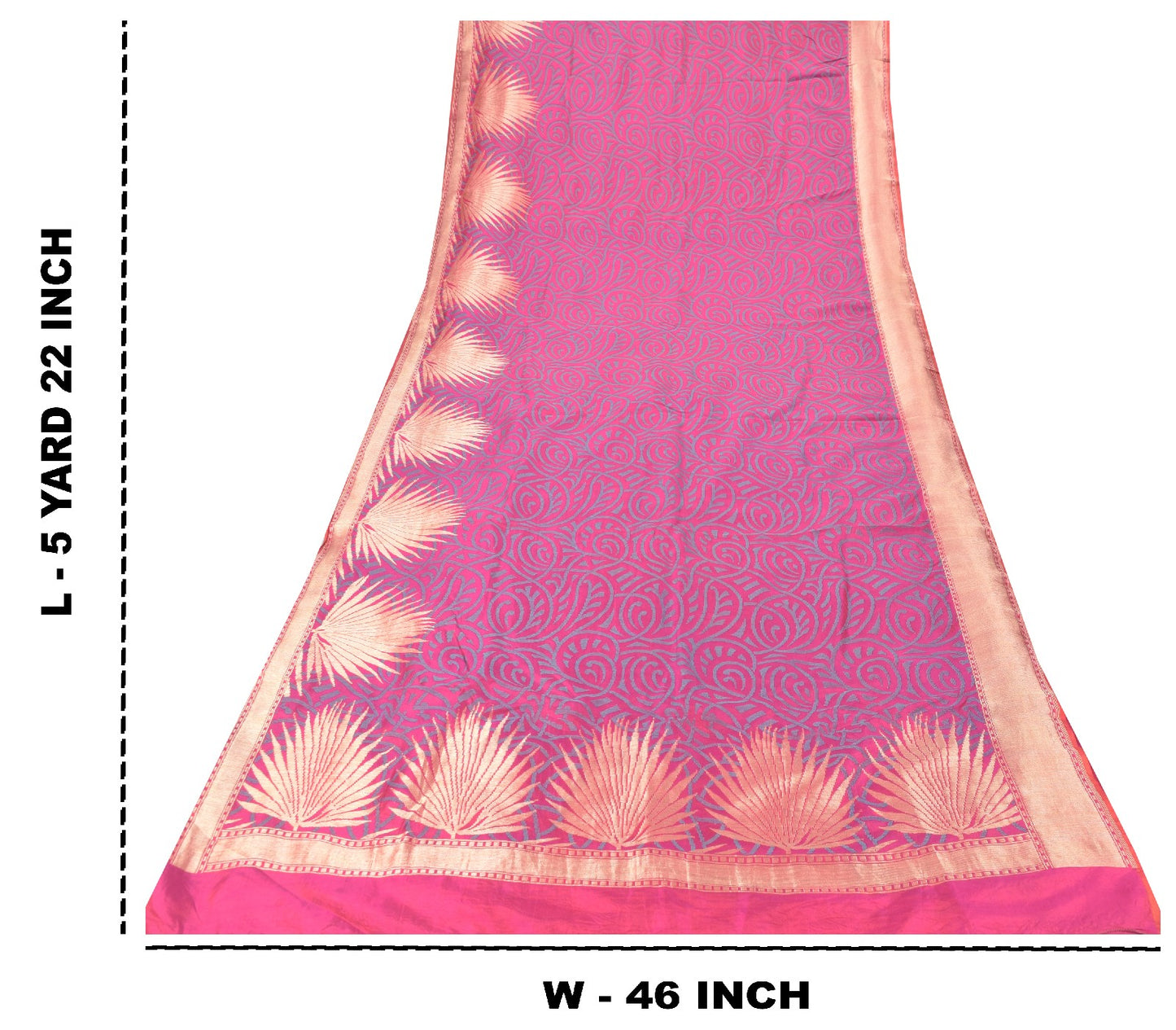 Sanskriti Vintage Soft Pink Pure Silk Saree Woven Floral Sari 5.5YD Craft Fabric