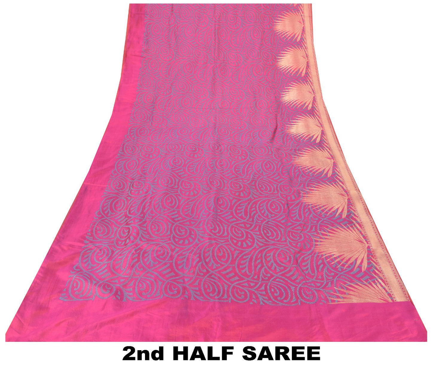 Sanskriti Vintage Soft Pink Pure Silk Saree Woven Floral Sari 5.5YD Craft Fabric