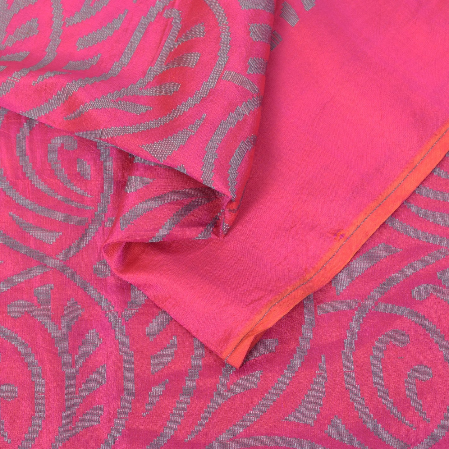 Sanskriti Vintage Soft Pink Pure Silk Saree Woven Floral Sari 5.5YD Craft Fabric