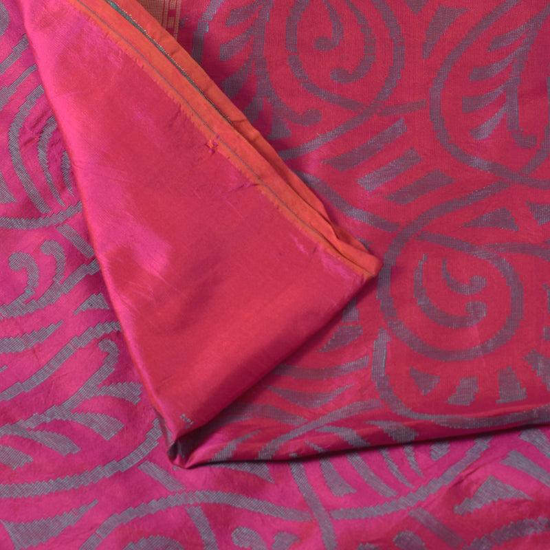 Sanskriti Vintage Soft Pink Pure Silk Saree Woven Floral Sari 5.5YD Craft Fabric