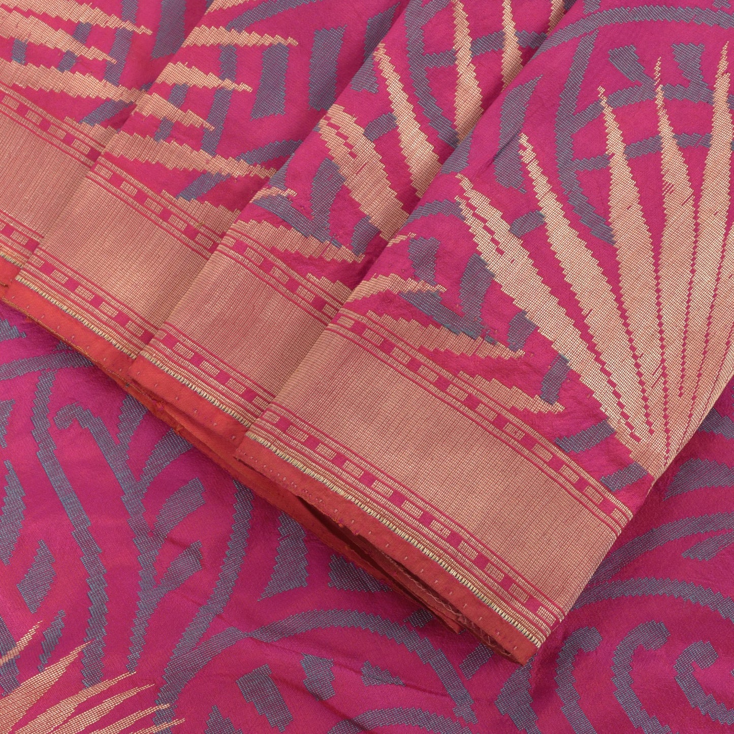 Sanskriti Vintage Soft Pink Pure Silk Saree Woven Floral Sari 5.5YD Craft Fabric