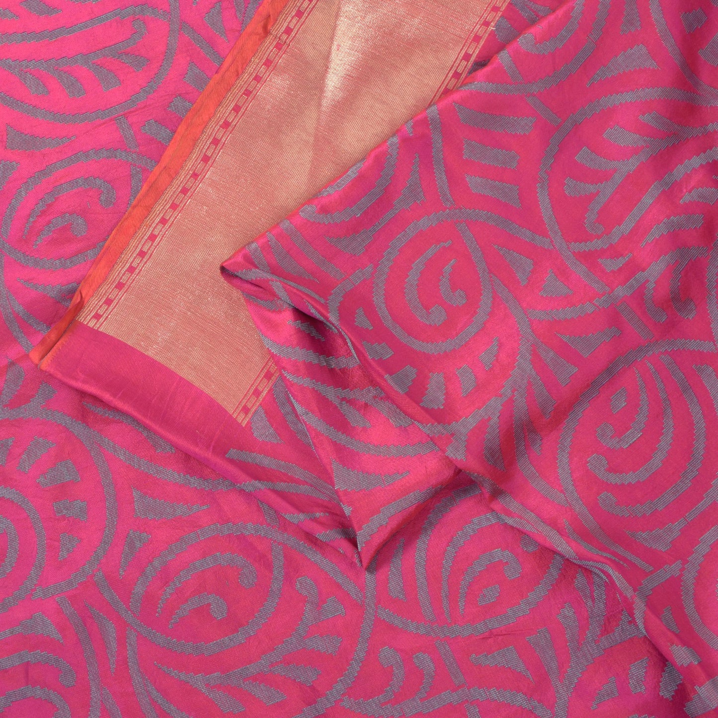 Sanskriti Vintage Soft Pink Pure Silk Saree Woven Floral Sari 5.5YD Craft Fabric