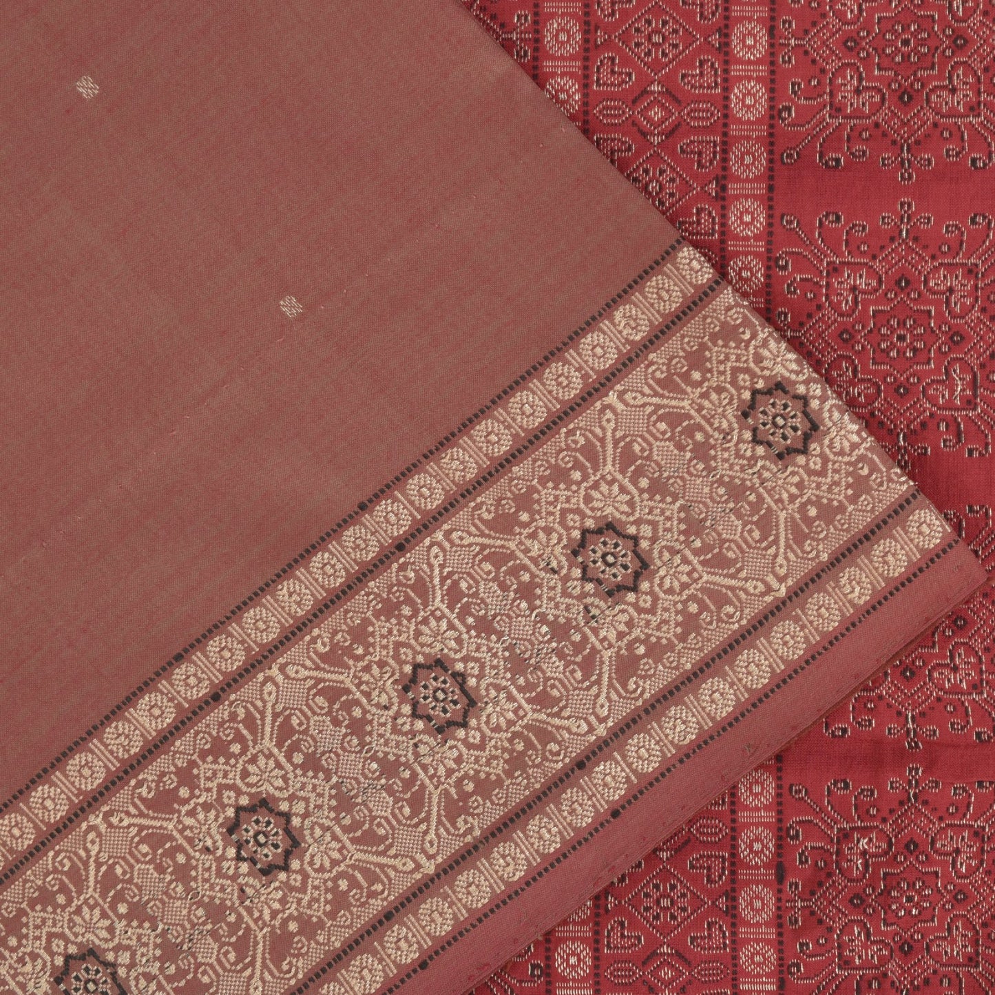 Sanskriti Vintage Brown Soft Blend Silk Saree Bollywood Floral Woven 5.5+YD Sari