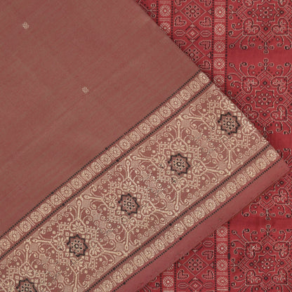 Sanskriti Vintage Brown Soft Blend Silk Saree Bollywood Floral Woven 5.5+YD Sari