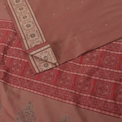 Sanskriti Vintage Brown Soft Blend Silk Saree Bollywood Floral Woven 5.5+YD Sari