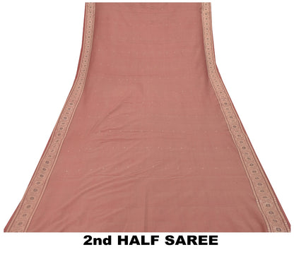 Sanskriti Vintage Brown Soft Blend Silk Saree Bollywood Floral Woven 5.5+YD Sari