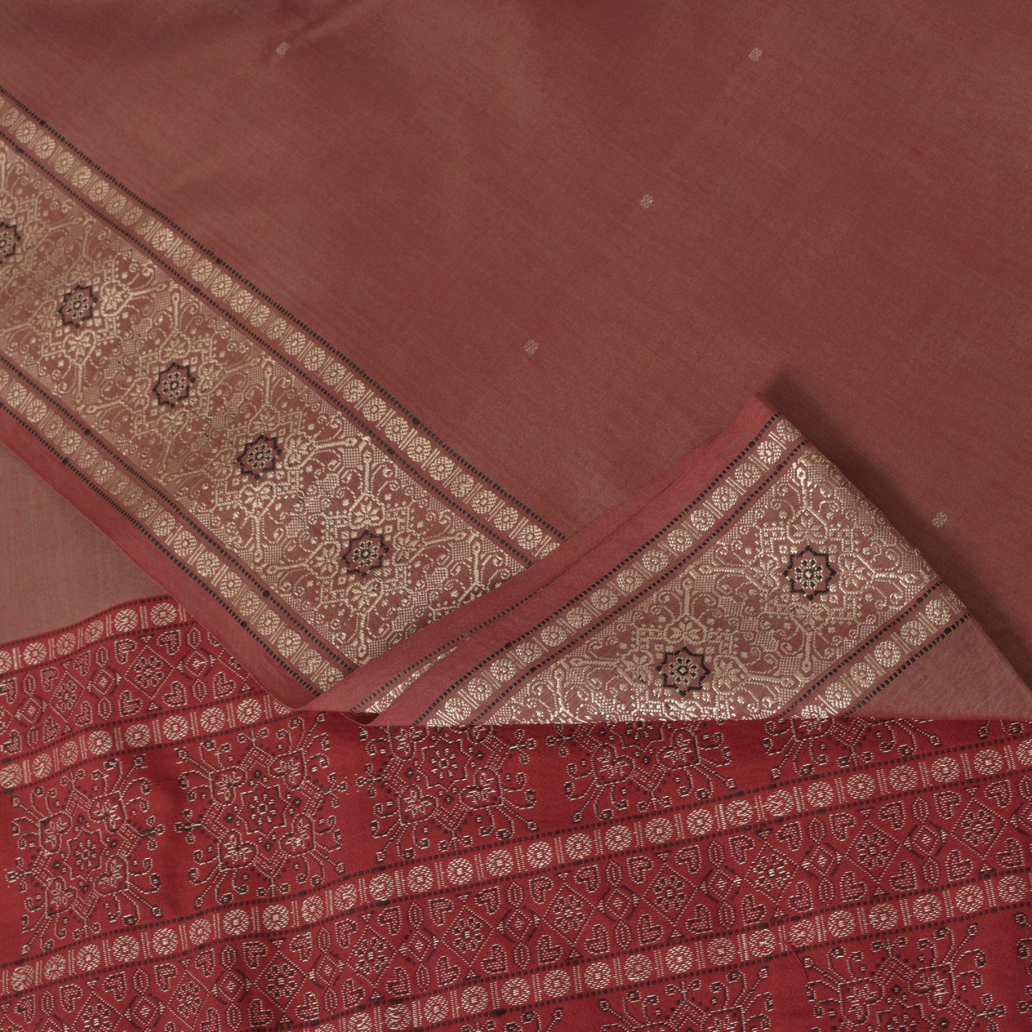 Sanskriti Vintage Brown Soft Blend Silk Saree Bollywood Floral Woven 5.5+YD Sari