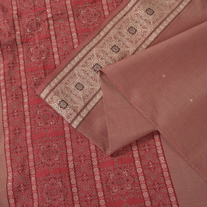Sanskriti Vintage Brown Soft Blend Silk Saree Bollywood Floral Woven 5.5+YD Sari