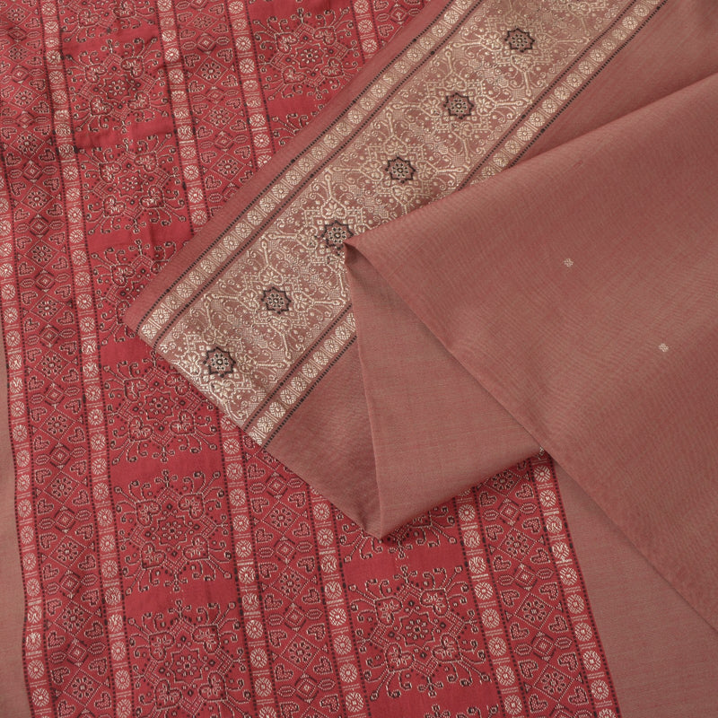 Sanskriti Vintage Brown Soft Blend Silk Saree Bollywood Floral Woven 5.5+YD Sari