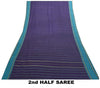 Sanskriti Vintage Purple Pure Cotton Saree Hand Woven Sari 5.5 Yd Craft Fabric