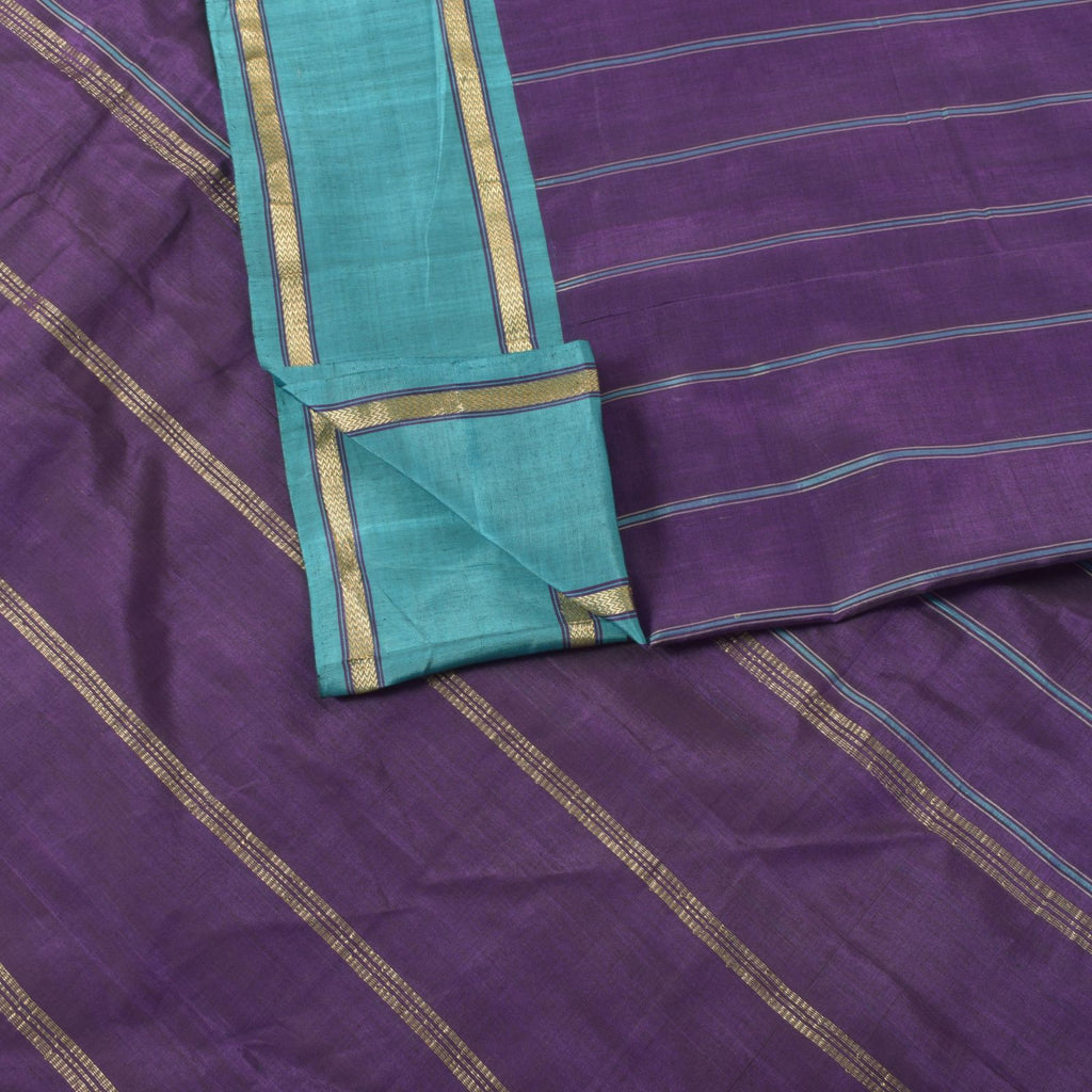 Sanskriti Vintage Purple Pure Cotton Saree Hand Woven Sari 5.5 Yd Craft Fabric