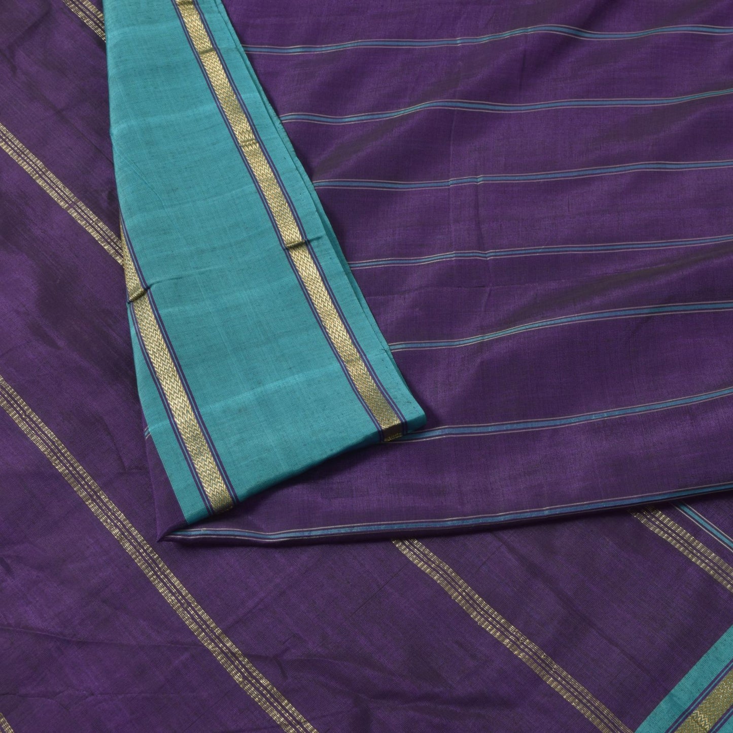 Sanskriti Vintage Purple Pure Cotton Saree Hand Woven Sari 5.5 Yd Craft Fabric