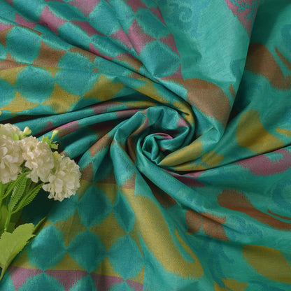 Sanskriti Vintage Blue Pure Silk Saree Geometric Paisley Woven Sari 5.5+YD Craft
