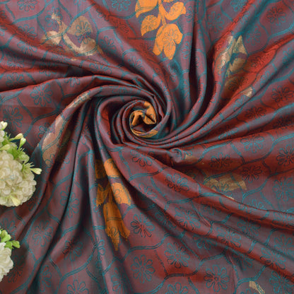 Sanskriti Vintage Blue-Pink Pure Silk Saree Floral Woven Sari 5.5+ydCraft Fabric