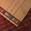 Sanskriti Vintage Beige 100% Pure Cotton Saree Ikat Hand Woven & Solid 5.5+Sari