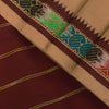 Sanskriti Vintage Beige 100% Pure Cotton Saree Ikat Hand Woven & Solid 5.5+Sari